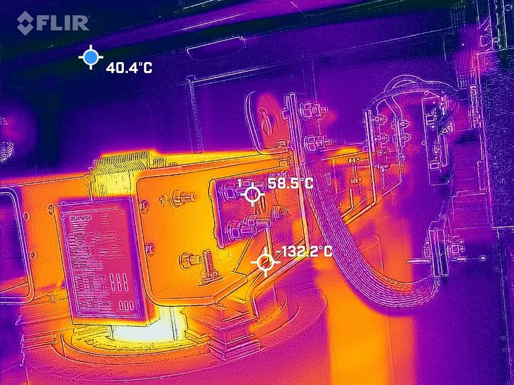 Imagem térmica de componentes do inversor